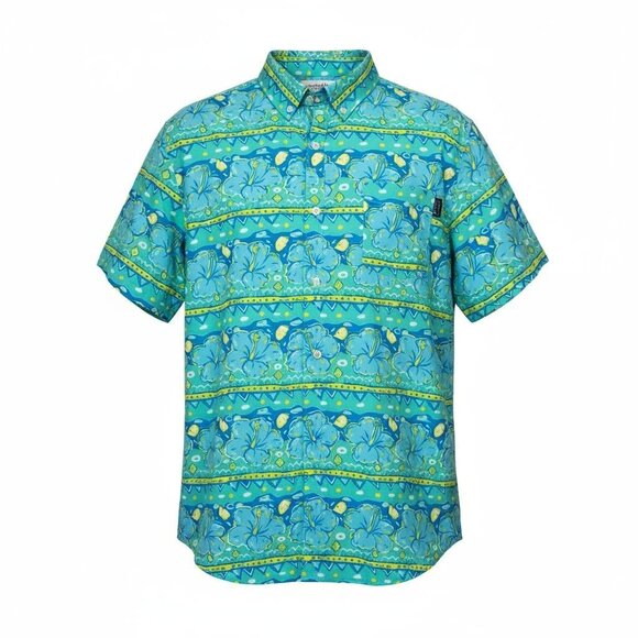 Simply Southern Men's Hibiscus Floral Hawaiian Performance Shirt Size Medium - Picture 1 of 7